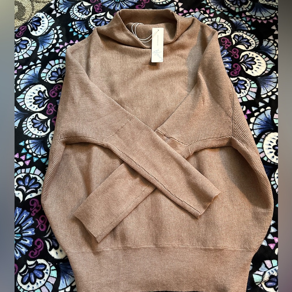 Bluivy Tan Cowl Neck Sweater NWT